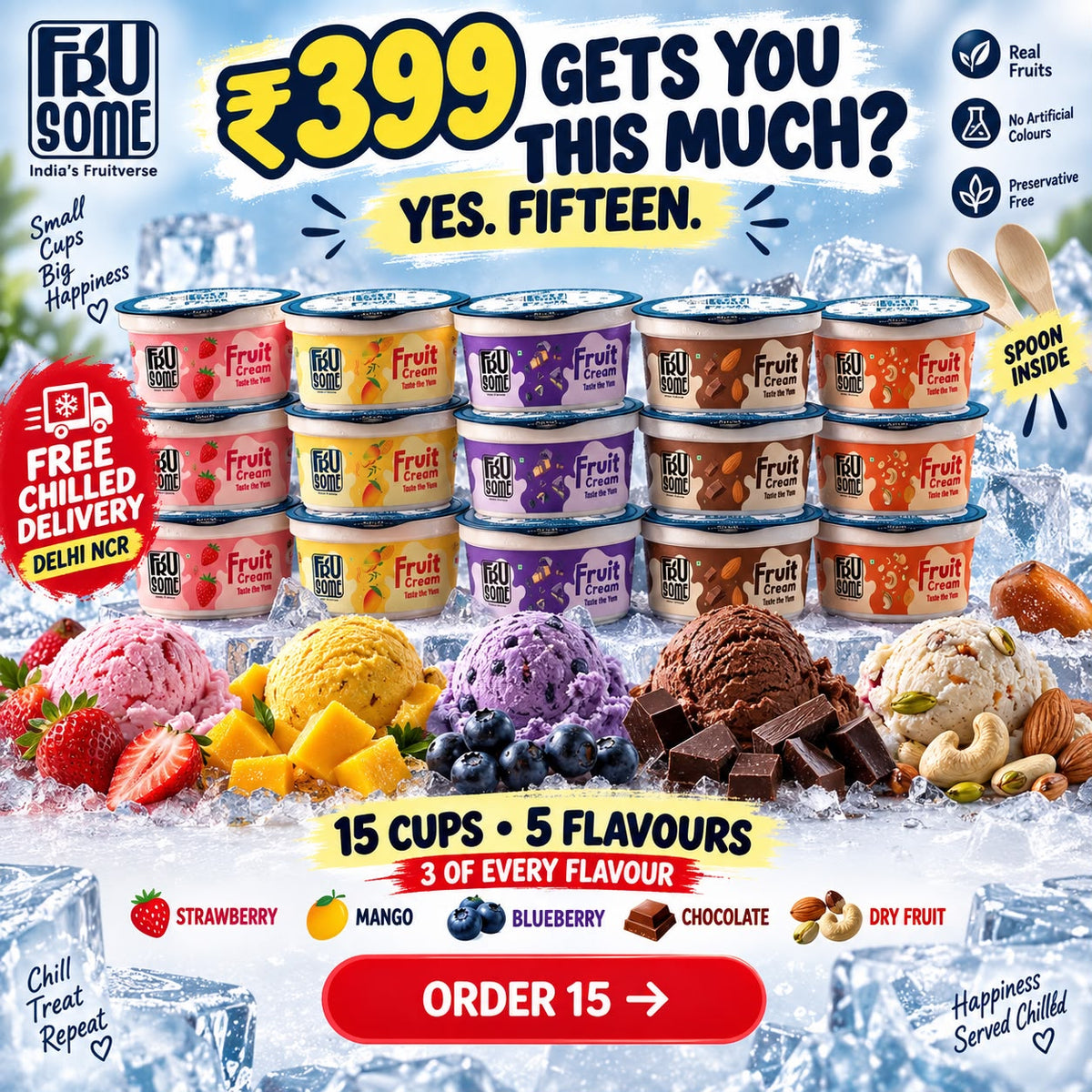 Frusome Fruit Cream – 15 Cup Variety Box